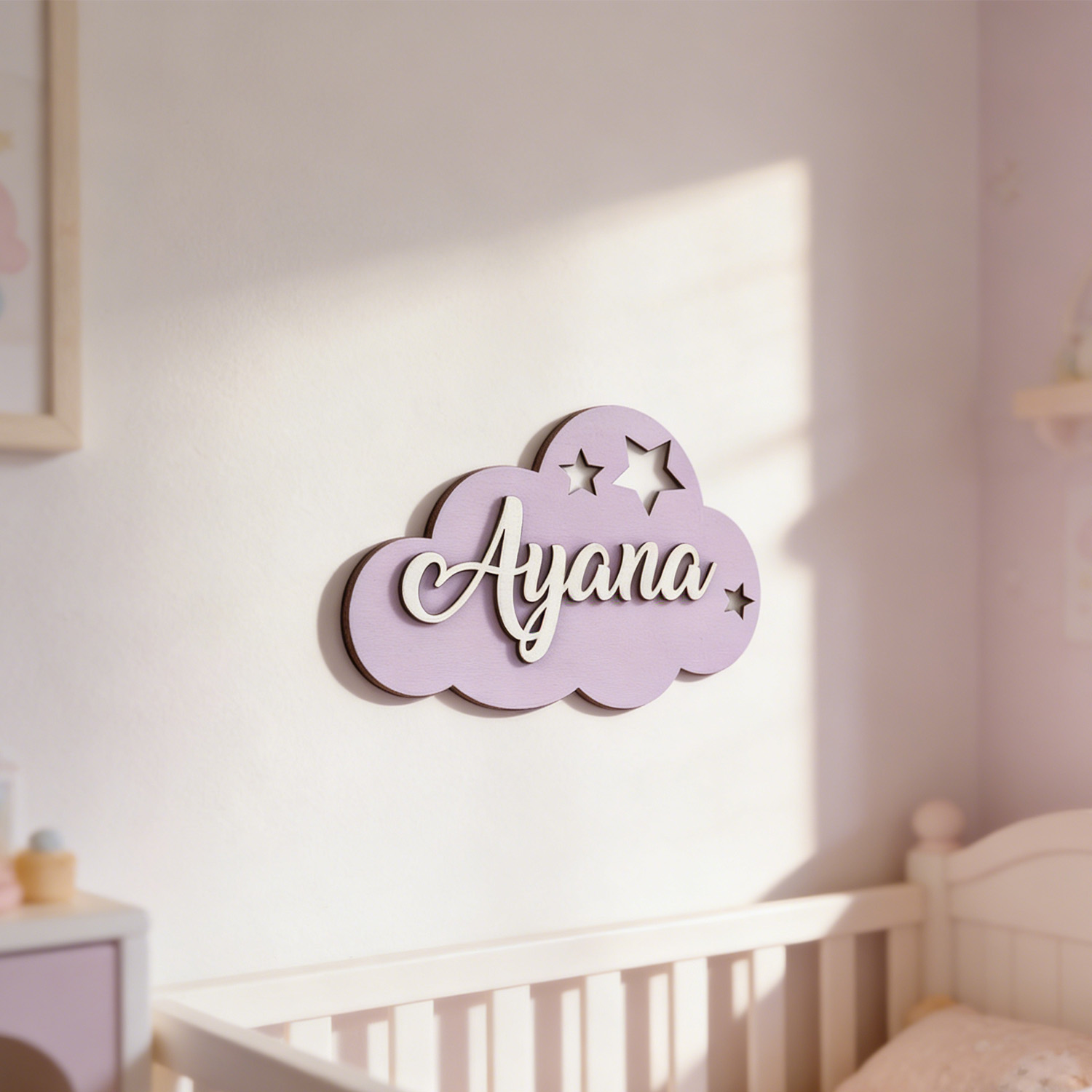 Home Decor For Birthday - 1pcCustomizable Cloud Shaped Wooden Surname Brand,Suitable