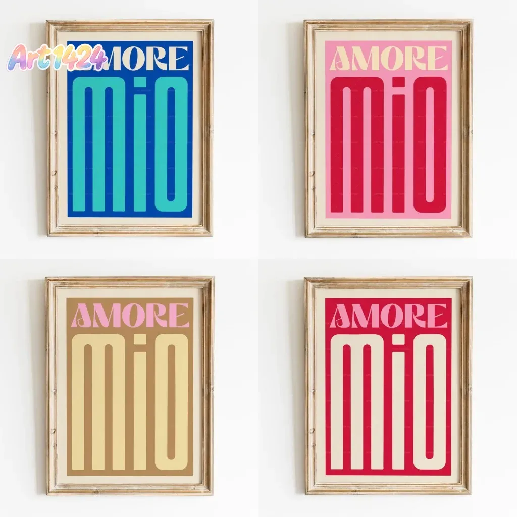 Home Decor Living Room Ideas - Modern Colorful Print Amore Mio Poster