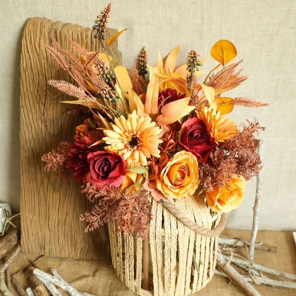 Home Decor Handicraft - INS 44cm Wind Autumn Color Bouquet