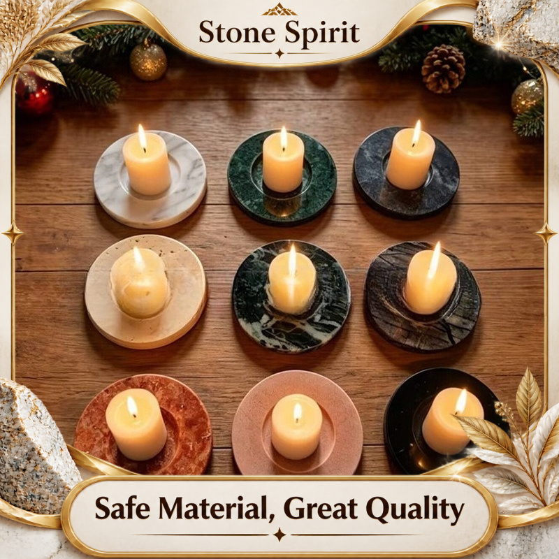 Home Decor Modern Organic - Natural Marble Candle Holder Base, Modern