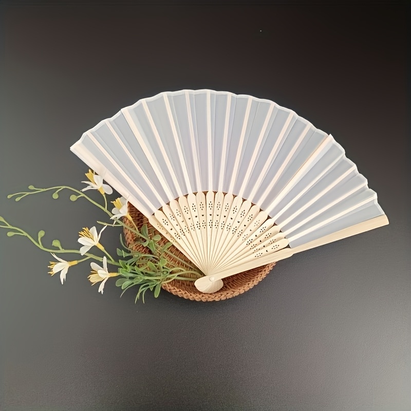 Home Decor Handicraft - 1Pc Elegant White Handheld Folding Fan