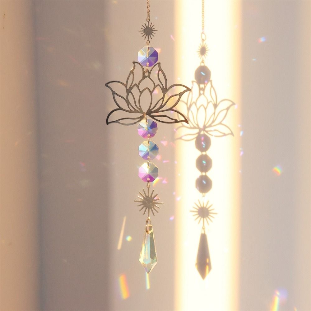 Crystal Sun Catcher - New Golden Lotus Suncatcher Colorful Home