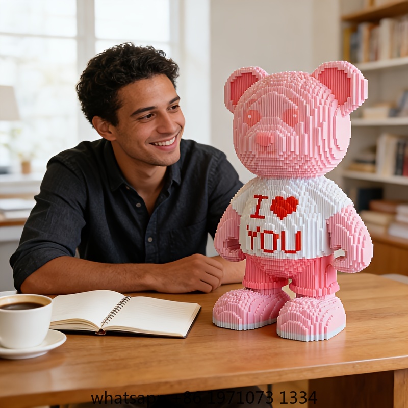 Pink Heart Bear 3D Puzzle Micr - Home Decor Handicraft ulasan dan harga