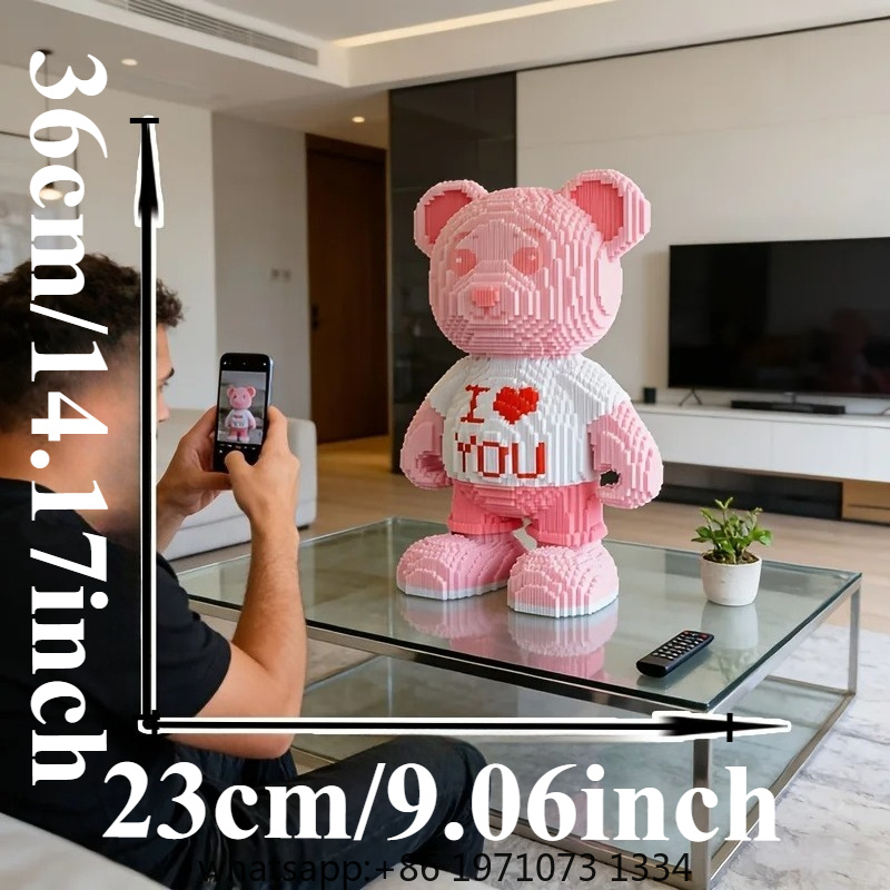 Pink Heart Bear 3D Puzzle Micr - Home Decor Handicraft ulasan dan harga