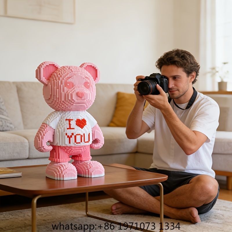 Pink Heart Bear 3D Puzzle Micr - Home Decor Handicraft ulasan dan harga