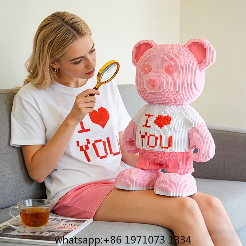 Pink Heart Bear 3D Puzzle Micr - Home Decor Handicraft ulasan dan harga