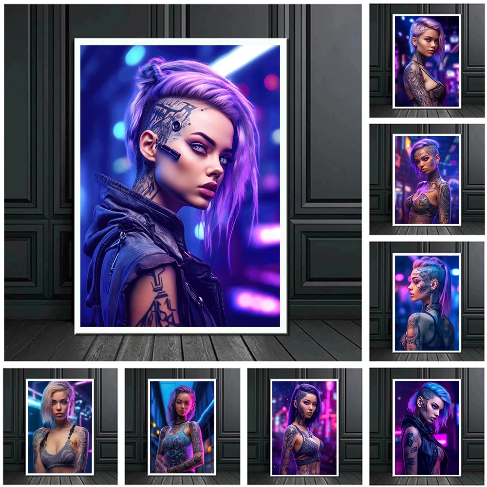 Cyberpunk Tattoo Girls Poster  - Home Decor Mirror ulasan dan harga