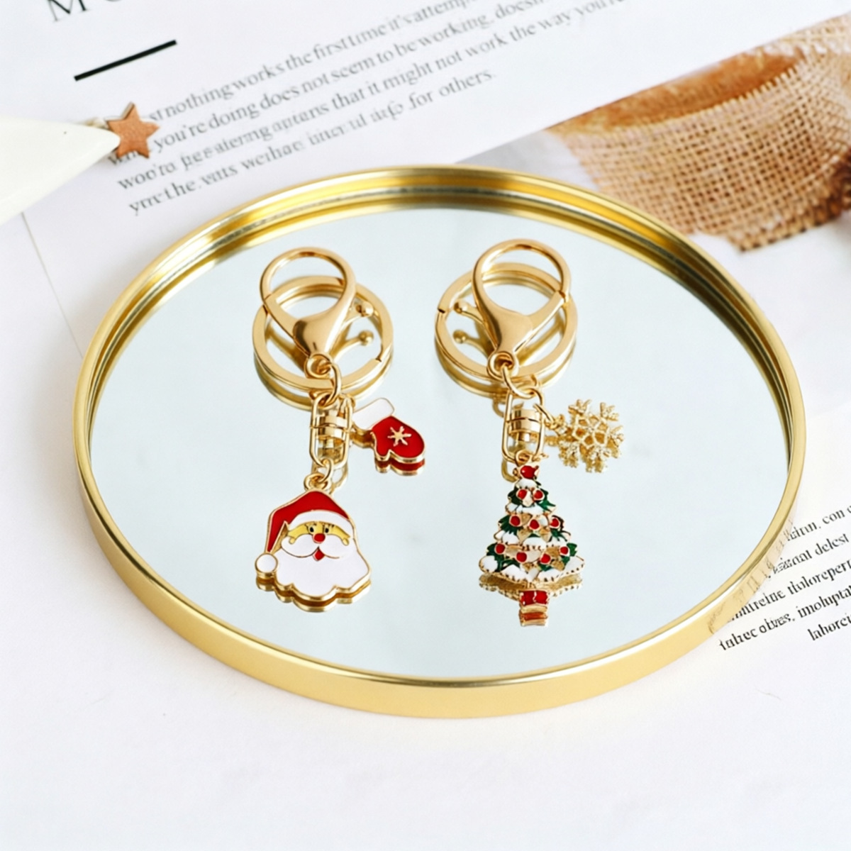 Gold‑Toned Round Mirror Tray,  - Home Decor Mirror ulasan dan harga