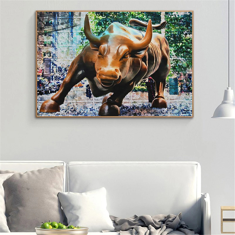 Colorful Bull Abstract Animal  - Home Decor Living Room Ideas ulasan dan harga