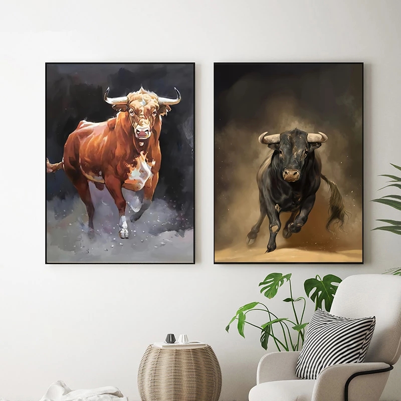 Colorful Bull Abstract Animal  - Home Decor Living Room Ideas ulasan dan harga