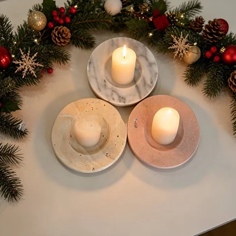 Natural Marble Candle Holder B - Home Decor Modern Organic ulasan dan harga