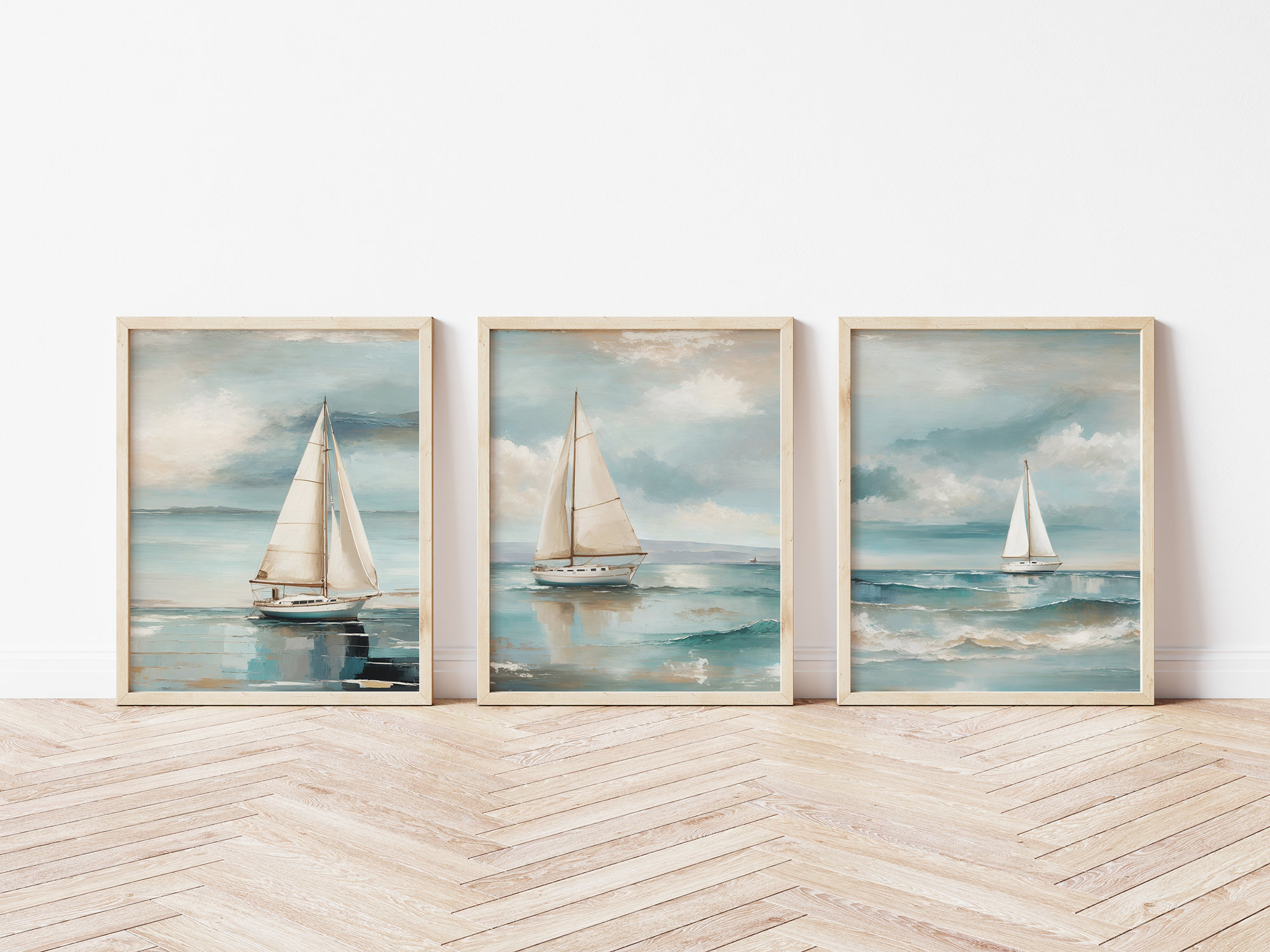 1pc frameless Sailboat Oil Pai - Home Decor Living Room Ideas ulasan dan harga