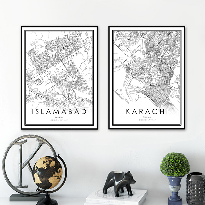 KARACHI City Map Poster ISLAMA - Home Decor Karachi ulasan dan harga