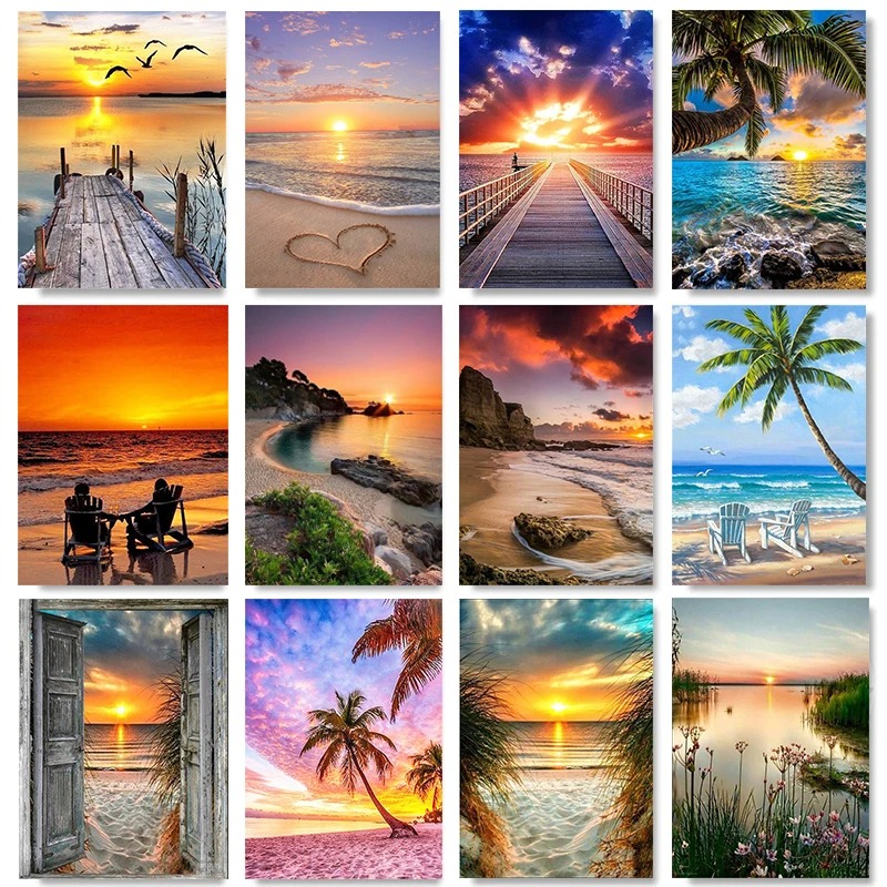 Beach Sunset Holiday Frameless - Home Decor Free Images ulasan dan harga
