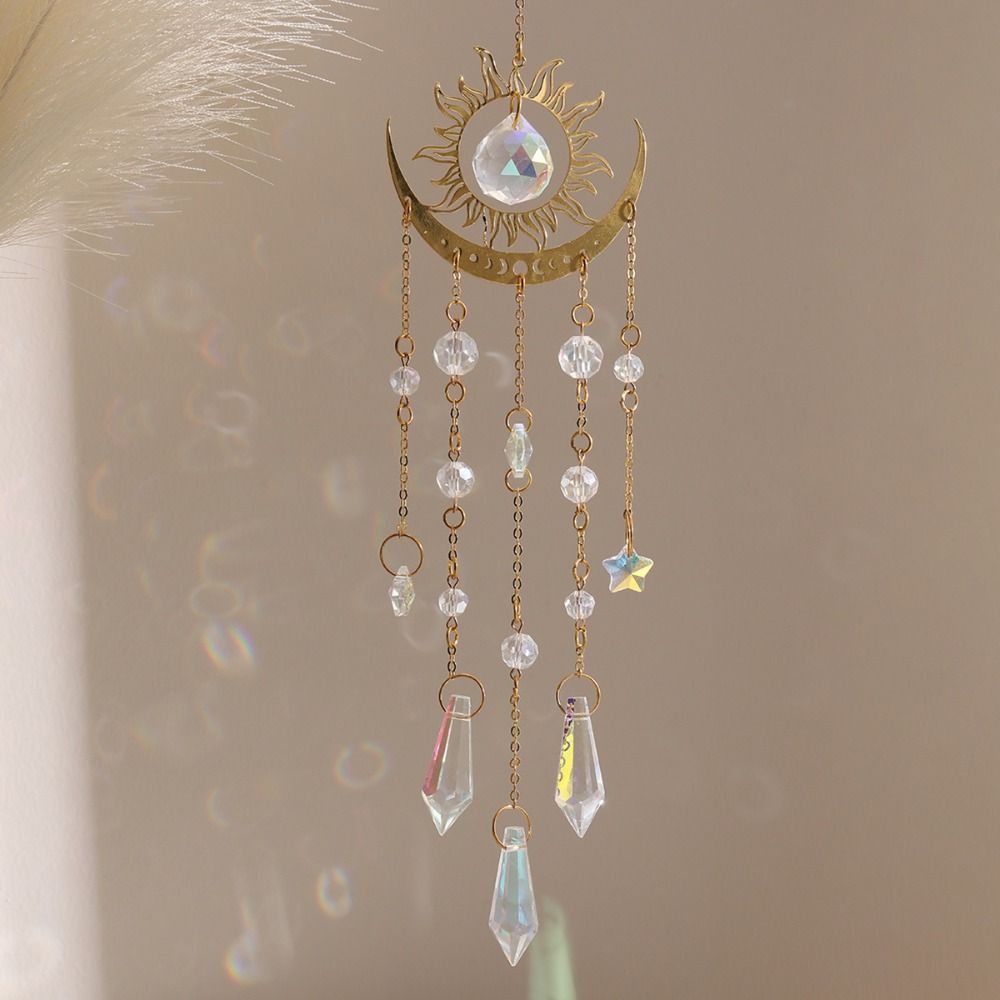 Golden Flame Moon Crystal Pend - Crystal Sun Catcher ulasan dan harga