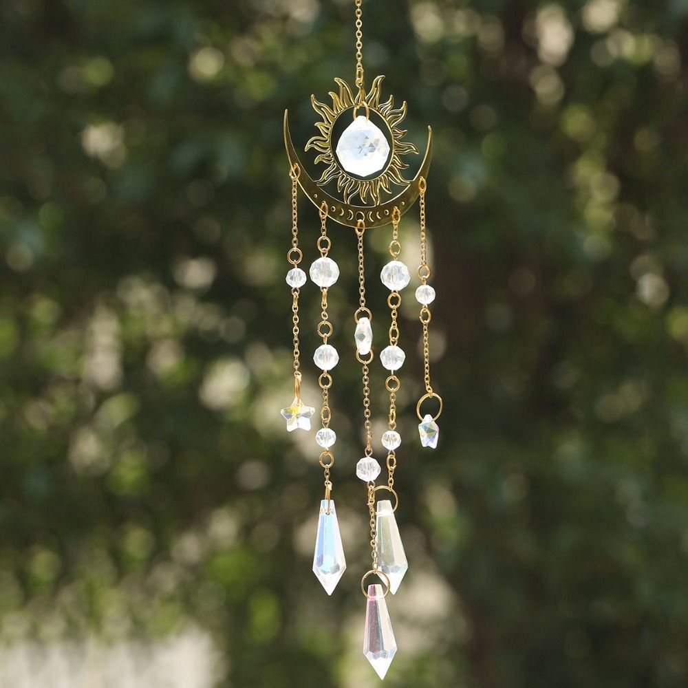 Golden Flame Moon Crystal Pend - Crystal Sun Catcher ulasan dan harga