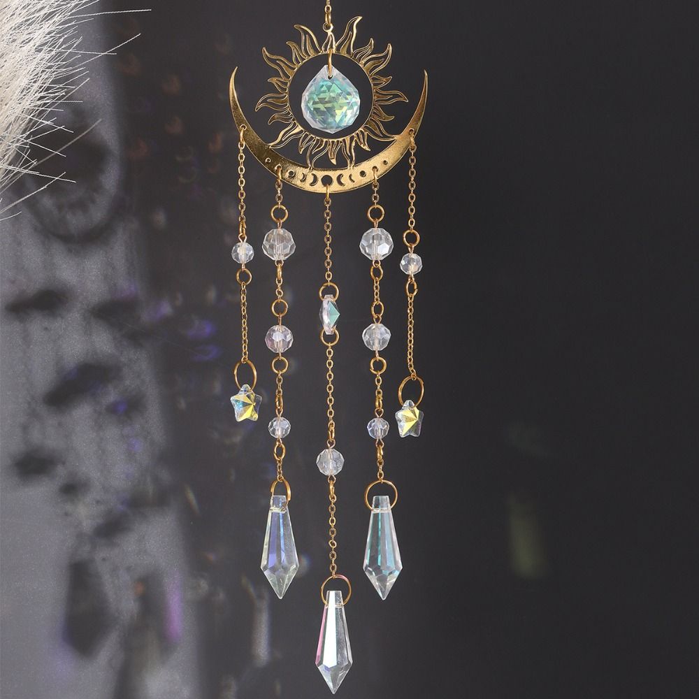 Golden Flame Moon Crystal Pend - Crystal Sun Catcher ulasan dan harga