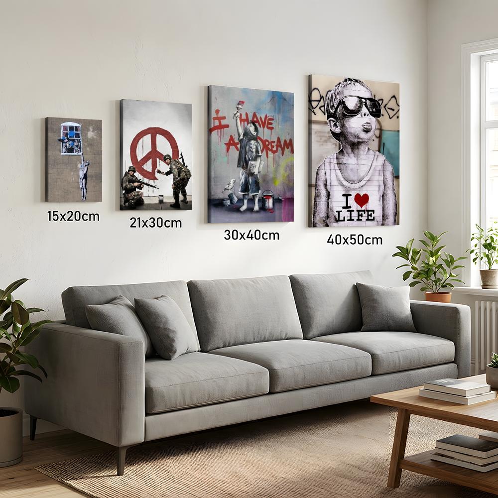 B-Banksy Graffiti Artwork Fram - Home Decor Mirror ulasan dan harga