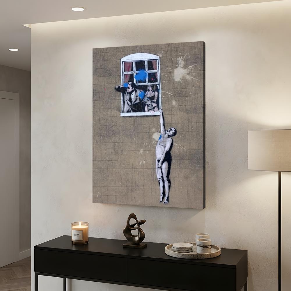 B-Banksy Graffiti Artwork Fram - Home Decor Mirror ulasan dan harga